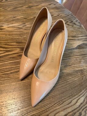 Stuart Weitzman Nude Patent Pointed-Toe Pumps
